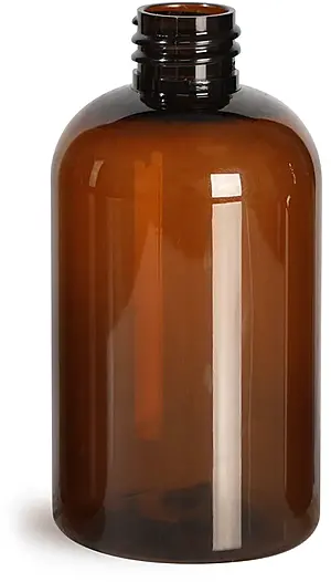 4 oz Amber PET Boston Round Bottles (Bulk), Caps NOT Included