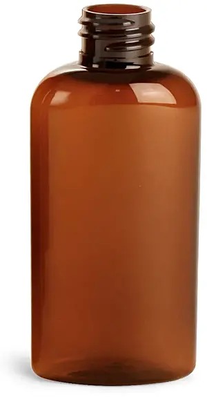 2 oz Amber PET Cosmo Oval Bottles(Bulk), Caps NOT Included