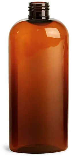 8 oz Amber PET Cosmo Oval Bottles(Bulk), Caps NOT Included