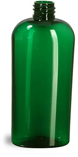 4 oz Green PET Cosmo Oval Bottles (Bulk), Caps NOT Included