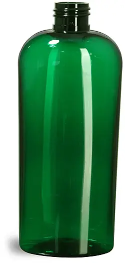 8 oz Green PET Cosmo Oval Bottles (Bulk), Caps NOT Included