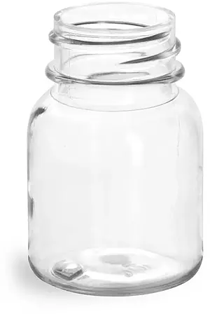 30 cc Clear PET Wide Mouth Round Bottles (Bulk), Caps Not Included