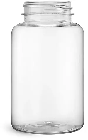 250 cc Clear PET Wide Mouth Packer Bottles, (Bulk) Caps Not Included