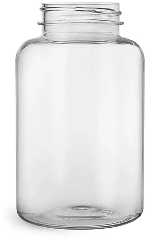 300 cc Clear PET Wide Mouth Packer Bottles, (Bulk) Caps Not Included