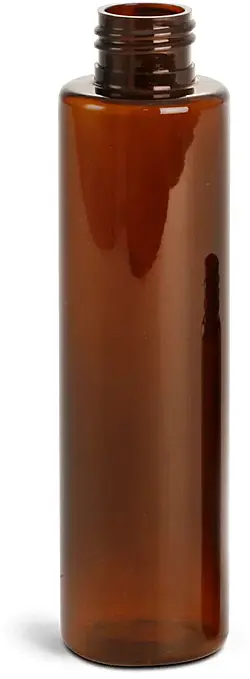 4 oz Amber PET Slim Line Cylinder Bottles (Bulk), Caps NOT Included