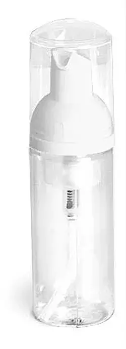 50 ml Clear PET Bottles w/ White Foamer Pumps