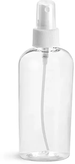 4 oz Clear PET Cosmo Oval Bottles w/ White Fine Mist Sprayers