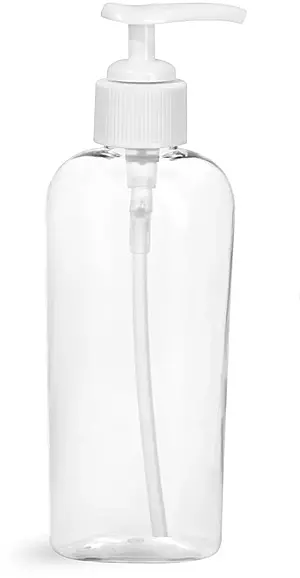 6 oz Clear PET Cosmo Oval Bottles w/ White Pumps
