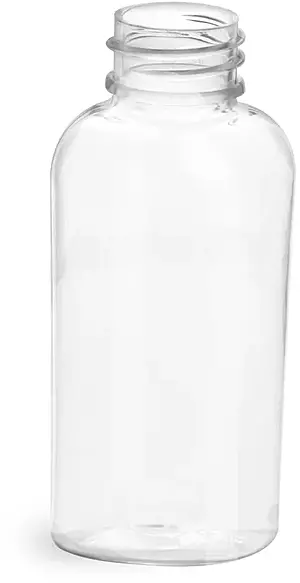 1 oz Clear PET Cosmo Oval Bottles (Bulk), Caps NOT Included