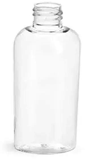 2 oz Clear PET Cosmo Oval Bottles (Bulk), Caps Not Included