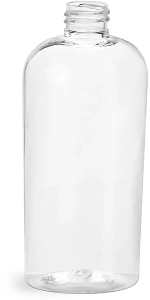 4 oz Clear PET Cosmo Oval Bottles (Bulk), Caps Not Included