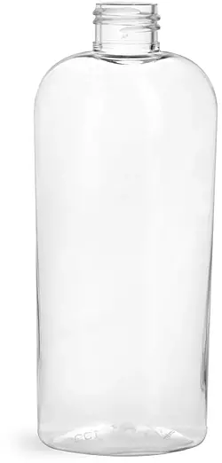 8 oz Clear PET Cosmo Oval Bottles (Bulk), Caps Not Included