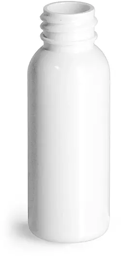 1 oz White PET Cosmo Round Bottles (Bulk), Caps NOT Included