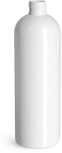 16 oz Plastic Bottles, White PET Cosmo Round Bottles (Bulk), Caps NOT Included