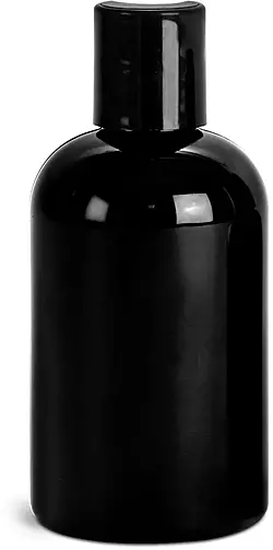4 oz Black PET Round Bottles w/ Black Disc Top Caps
