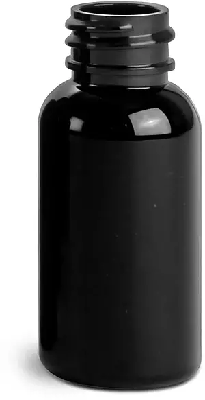 1 oz Black PET Round Bottles (Bulk), Caps NOT included