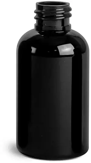 2 oz Black PET Round Bottles (Bulk), Caps NOT included