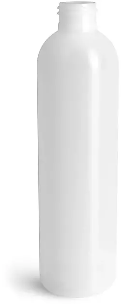 8 oz Natural HDPE Cosmo Round Bottles (Bulk), Caps NOT Included