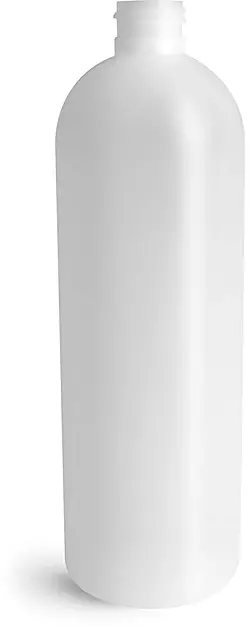 16 oz Natural HDPE Cosmo Round Bottles (Bulk), Caps NOT Included