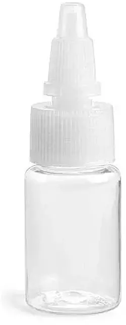 1/2 oz Clear PET Round Bottles w/ Natural Twist Top Caps