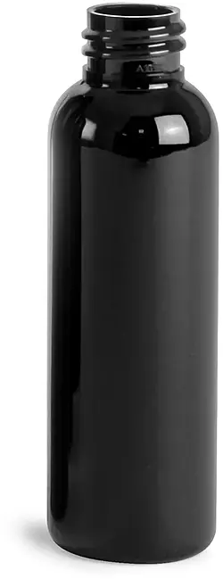 2 oz Black PET Cosmo Round Bottles (Bulk), Caps NOT Included