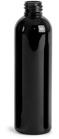 4 oz Black PET Cosmo Round Bottles (Bulk), Caps NOT Included