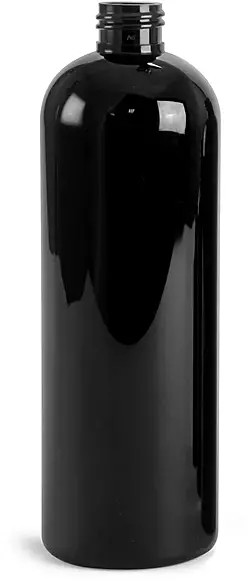 16 oz Black PET Cosmo Round Bottles (Bulk), Caps NOT Included