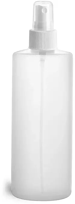 4 oz Natural HDPE Cylinder Bottles with White Fine Mist Sprayers