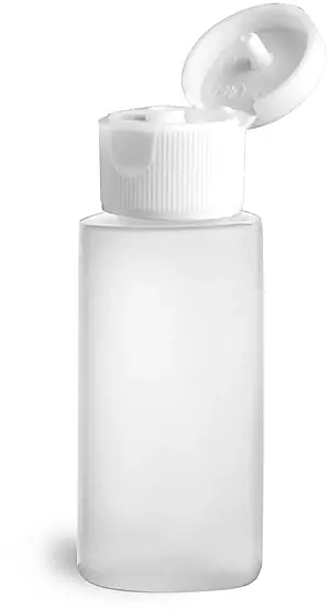 1 oz Natural HDPE Cylinder Bottles w/ White Ribbed Snap Caps