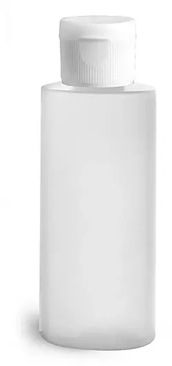 2 oz Natural HDPE Cylinder Bottles w/ White Ribbed Snap Caps