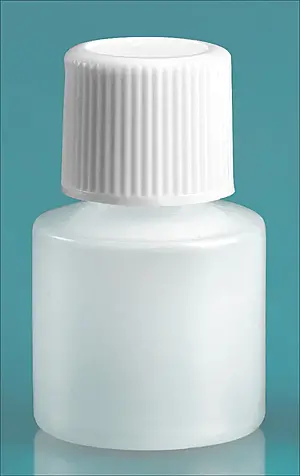 7 cc Natural HDPE Cylinder Bottles w/ White Screw Caps
