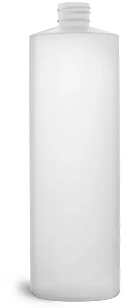 16 oz Natural HDPE Cylinder Bottles (Bulk), Caps NOT Included
