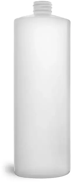 32 oz Natural HDPE Cylinder Bottles (Bulk), Caps NOT Included