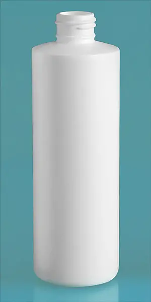 8 oz White HDPE Cylinder Bottles (Bulk), Caps NOT Included