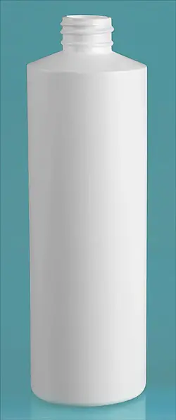 16 oz White HDPE Cylinder Bottles (Bulk) Caps NOT Included