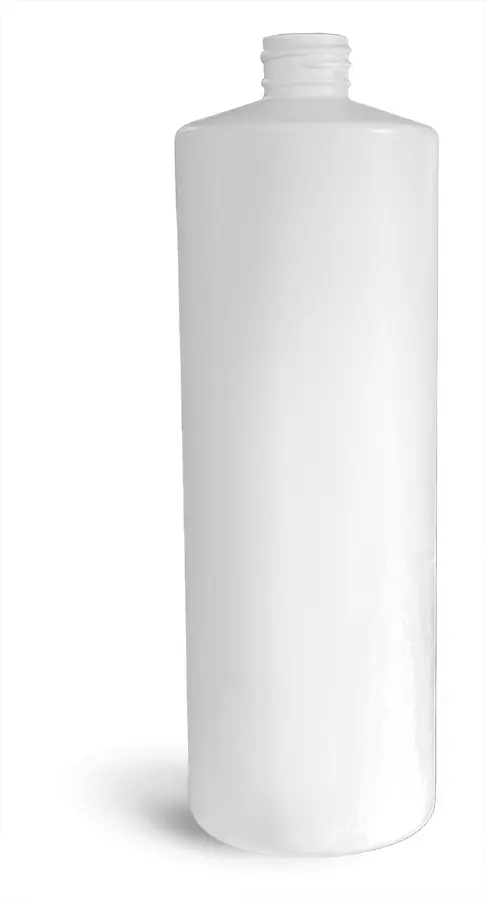 32 oz White HDPE Cylinder Bottles (Bulk), Caps NOT Included