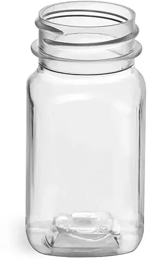 2 oz Clear PET Square Bottles (Bulk), Caps NOT included