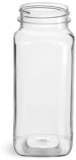8 oz Clear PET Square Bottles (Bulk), Caps NOT included