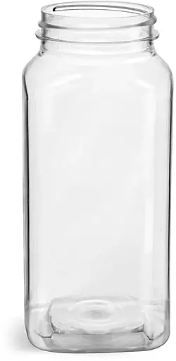 16 oz Clear PET Square Bottles (Bulk), Caps NOT included
