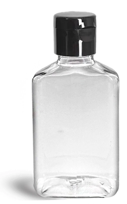 150 ml Clear Oblong Bottles w/ Black Smooth Snap Top Caps