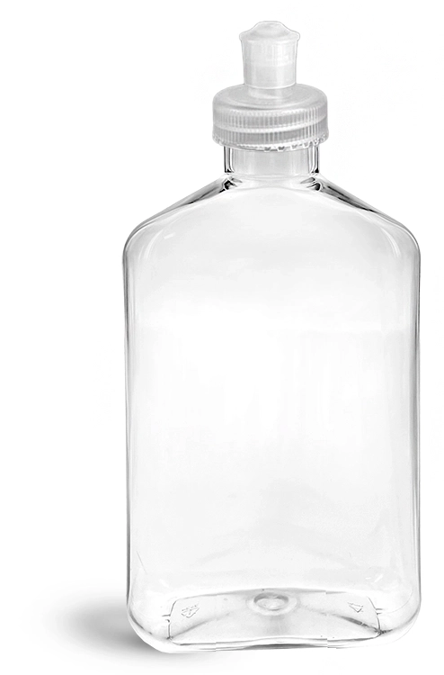 250 ml Clear Oblong Bottles w/ Natural Push/Pull Caps