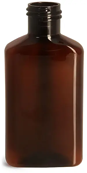 100 ml Amber PET Oblong Bottles (Bulk), Caps NOT Included