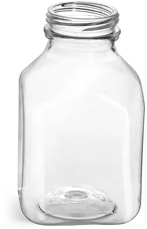 8 oz Clear PET Square Beverage Bottles (Bulk)