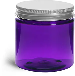 4 oz Purple PET Straight Sided Jars w/ Lined Aluminum Caps