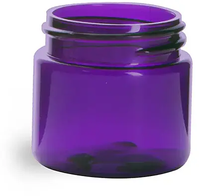 1 oz Plastic Jars, Purple PET Straight Sided Jars (BULK) Caps Not Included