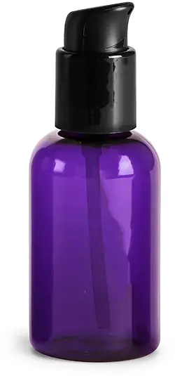 2 oz  Purple PET Round Bottles w/ Black Treatment Pumps