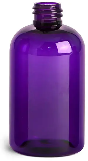 4 oz Purple PET Boston Round Bottles (Bulk), Caps NOT Included