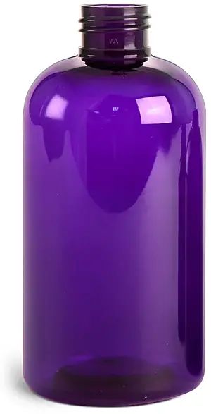 8 oz Purple PET Boston Round Bottles (Bulk), Caps NOT Included
