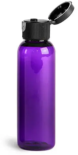 2 oz Purple PET Cosmo Round Bottles w/ Ribbed Snap Top Caps