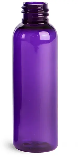 2 oz Purple PET Cosmo Round Bottles (Bulk), Caps NOT Included